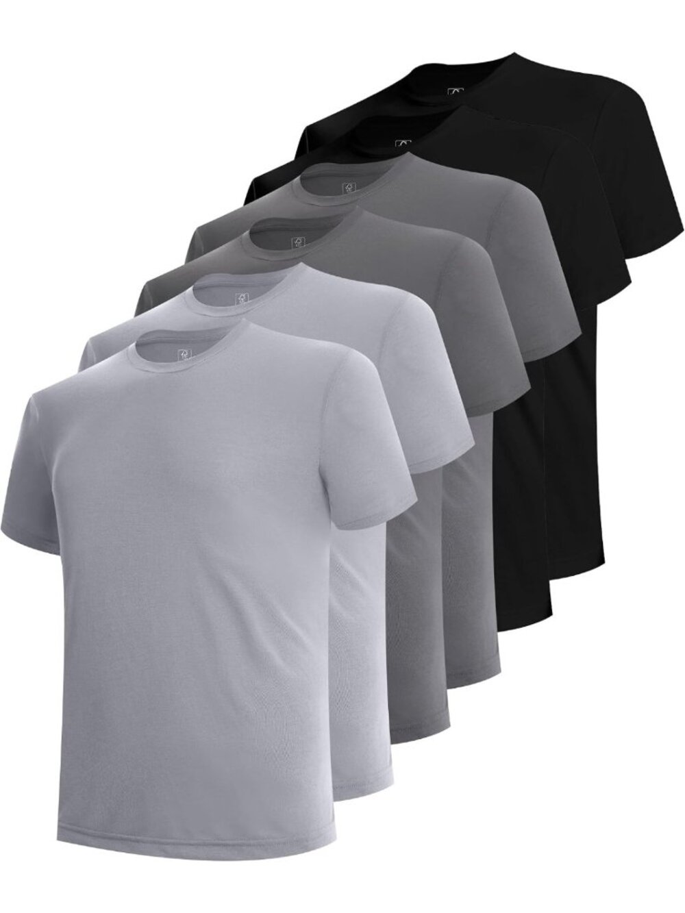 Moisture-Wicking Men's Crewneck Undershirts - 6 Pack, Breathable & Soft
